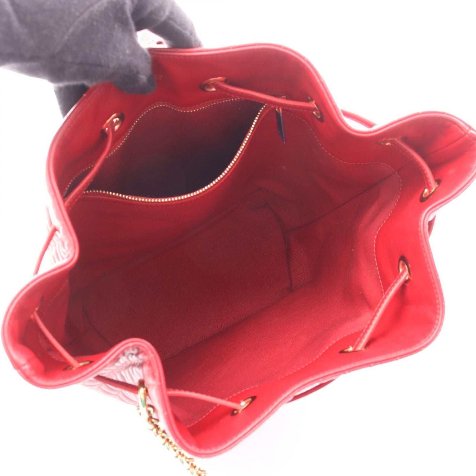 Celine Backpack Charm Small Red Leather Bucket — view 3