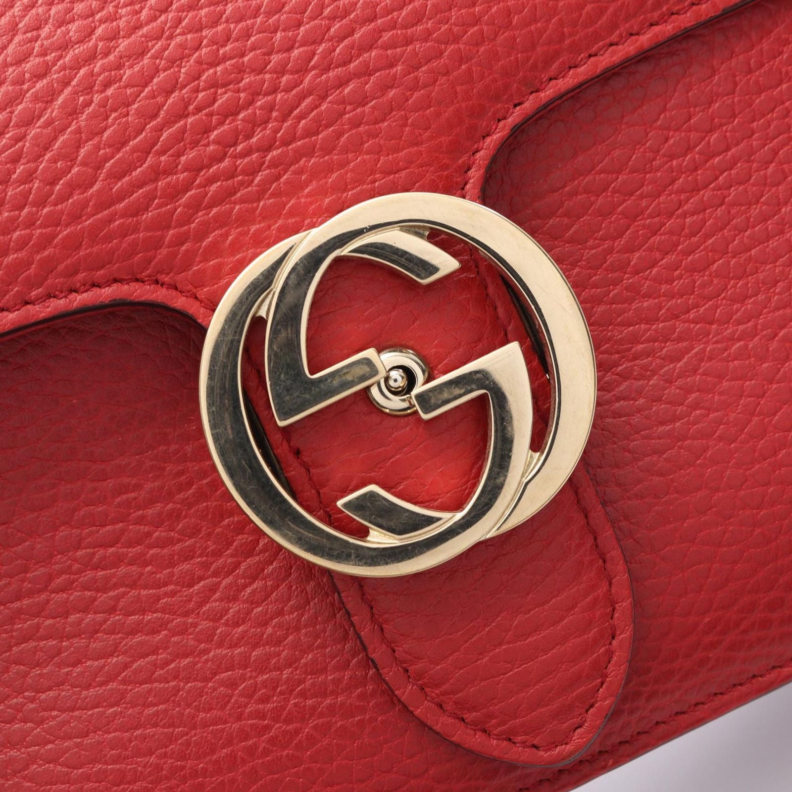 Gucci Shoulder Bag Interlocking Red Leather Chain — view 8