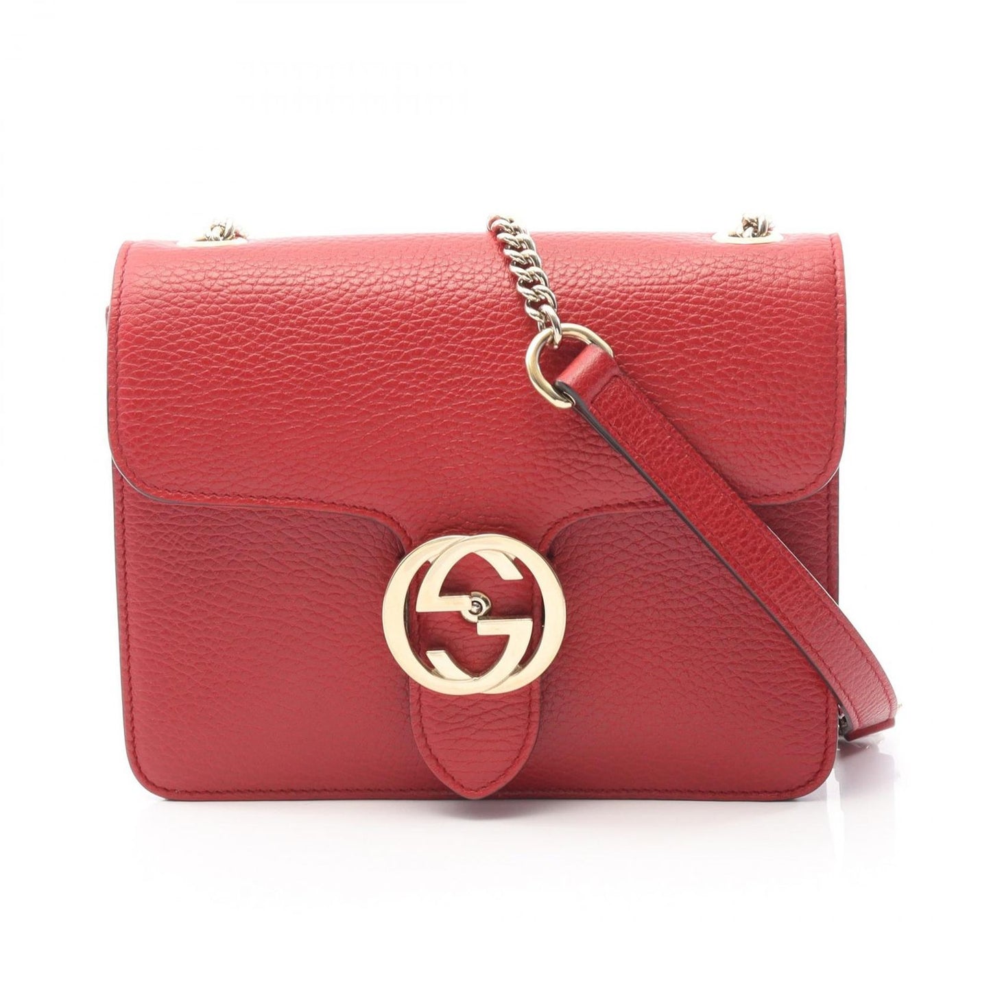 Gucci Shoulder Bag Interlocking Red Leather Chain