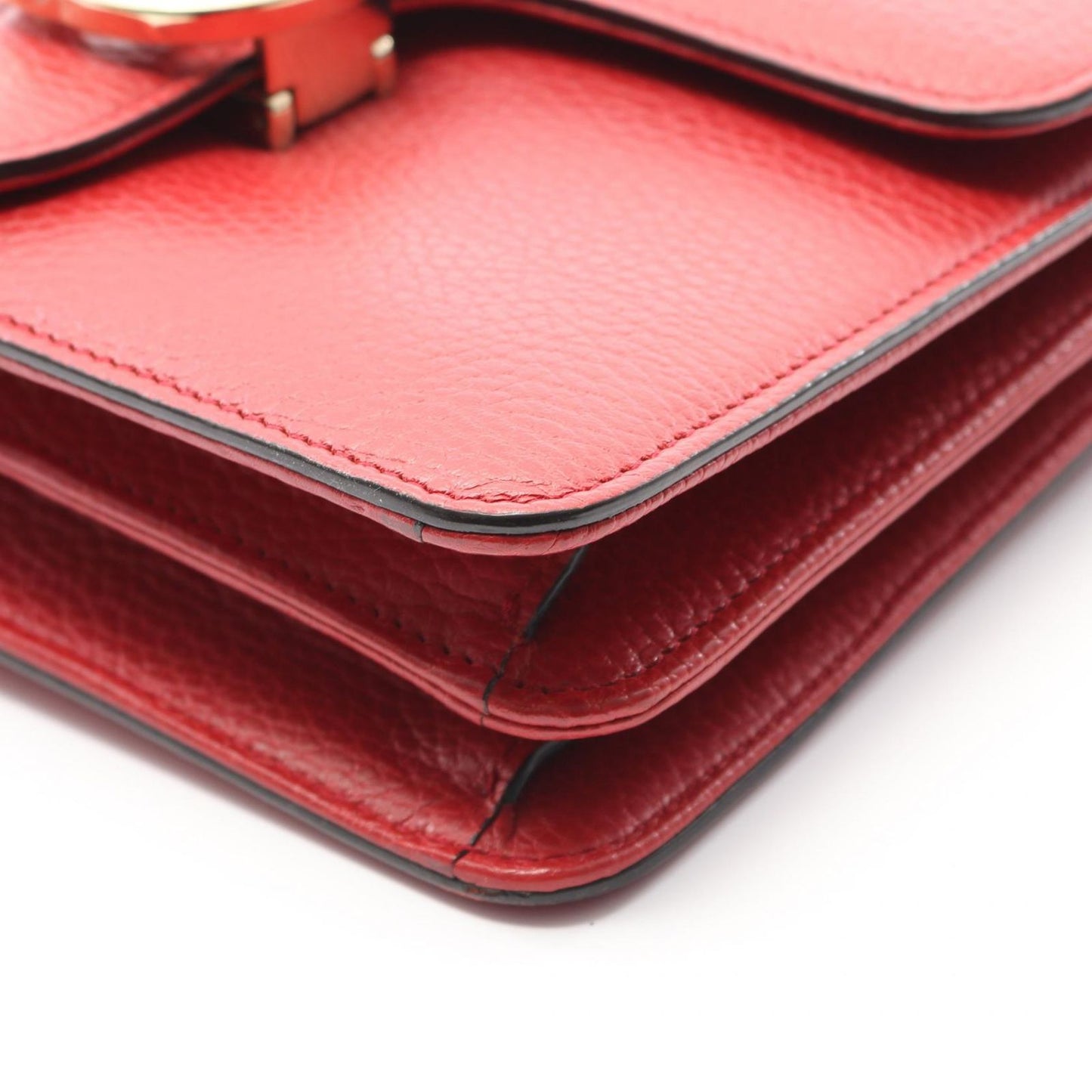 Gucci Shoulder Bag Interlocking Red Leather Chain — view 6