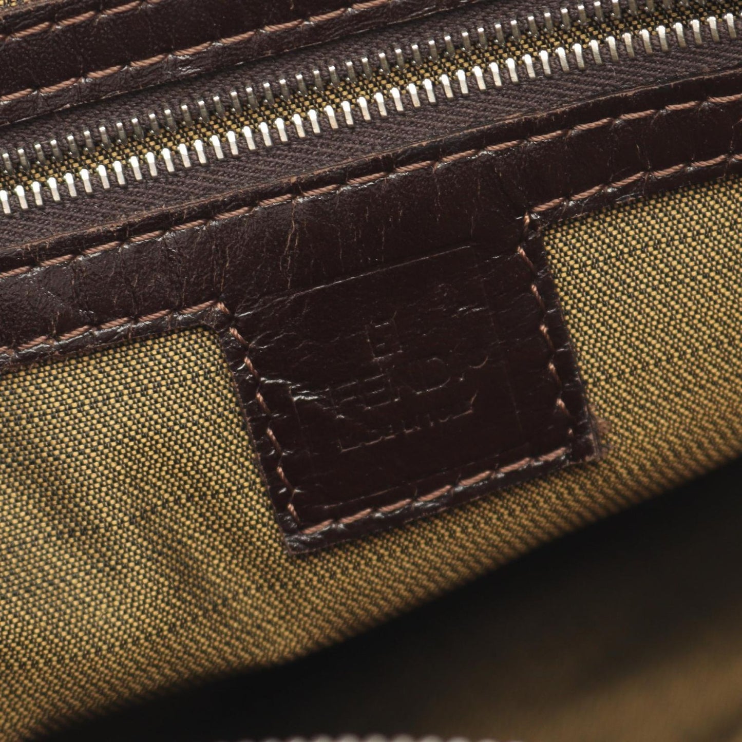 Fendi Handbag Zucca Black Khaki Canvas Leather — view 4