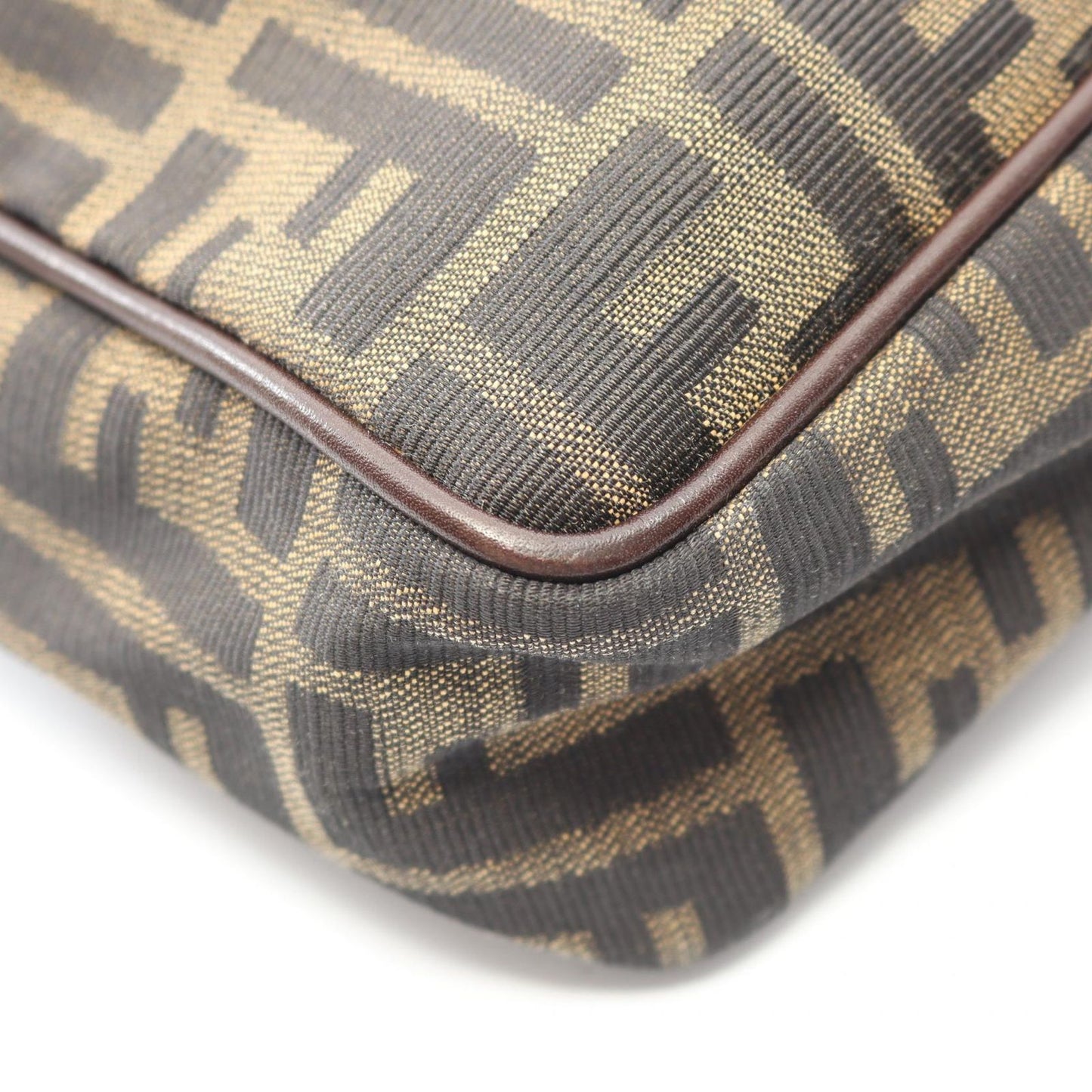 Fendi Handbag Zucca Black Khaki Canvas Leather — view 6