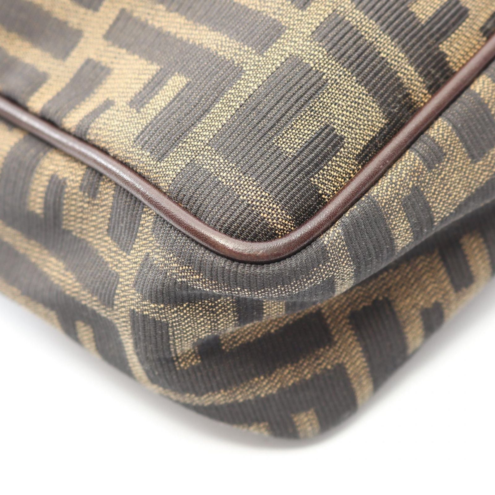 Fendi Handbag Zucca Black Khaki Canvas Leather — view 6