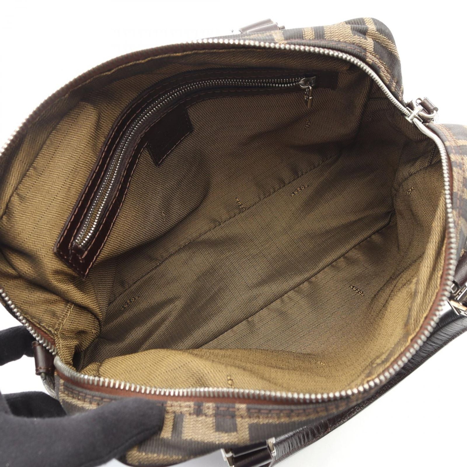 Fendi Handbag Zucca Black Khaki Canvas Leather — view 3