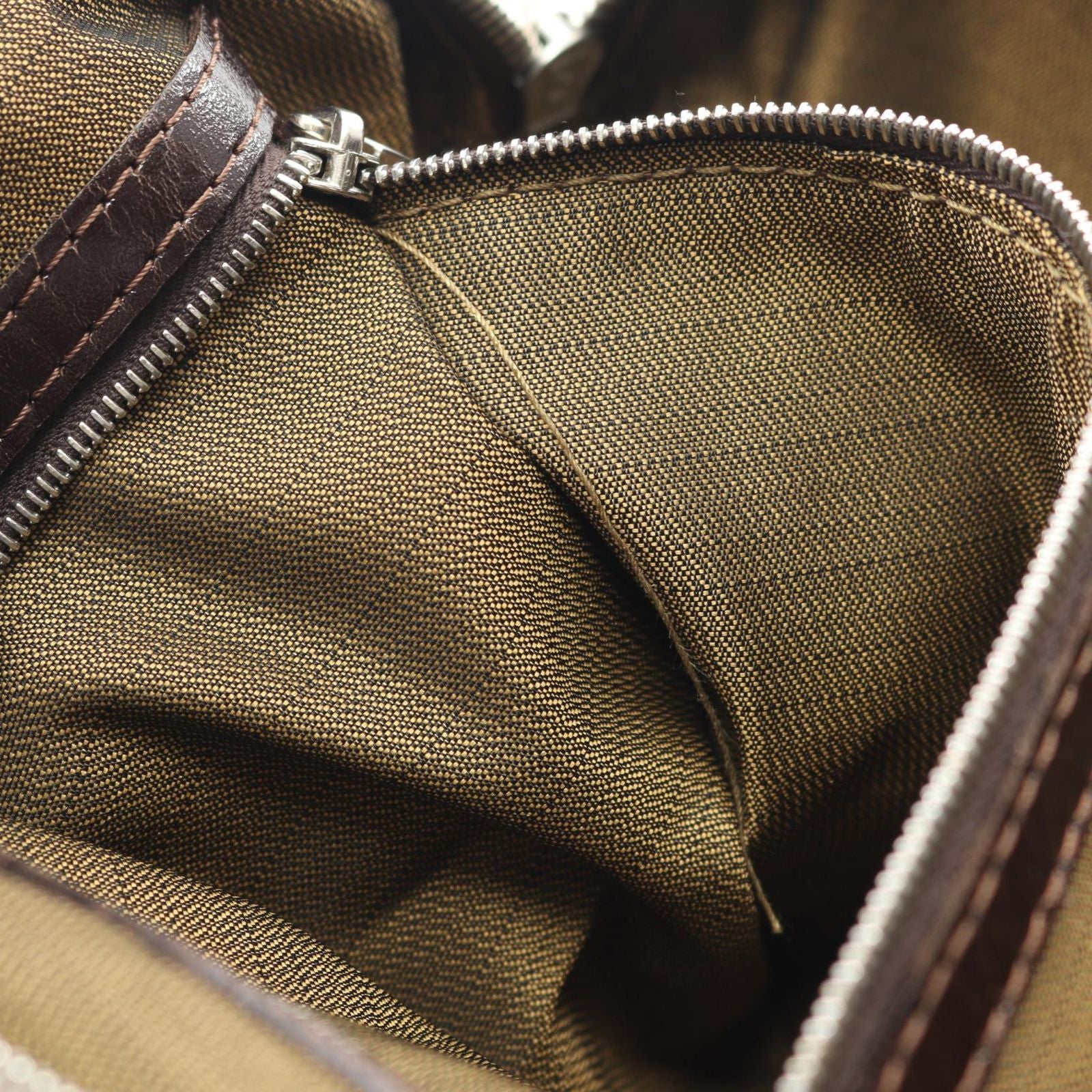 Fendi Handbag Zucca Black Khaki Canvas Leather — view 5