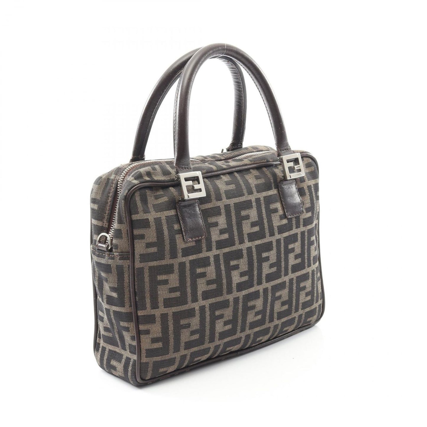 Fendi Handbag Zucca Black Khaki Canvas Leather — view 2