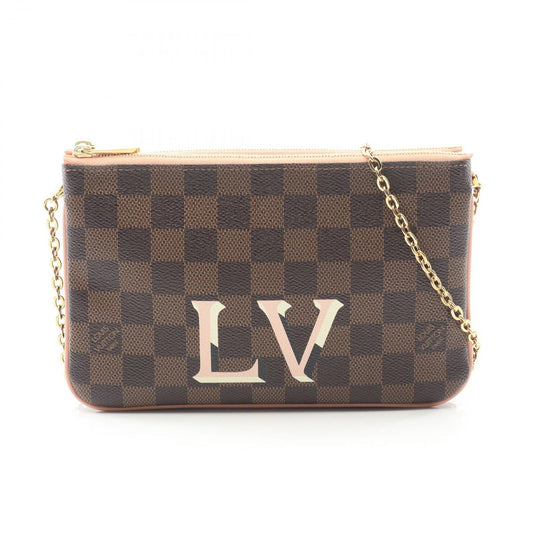 Louis Vuitton Shoulder Bag Pochette Double Zip Canvas Leather