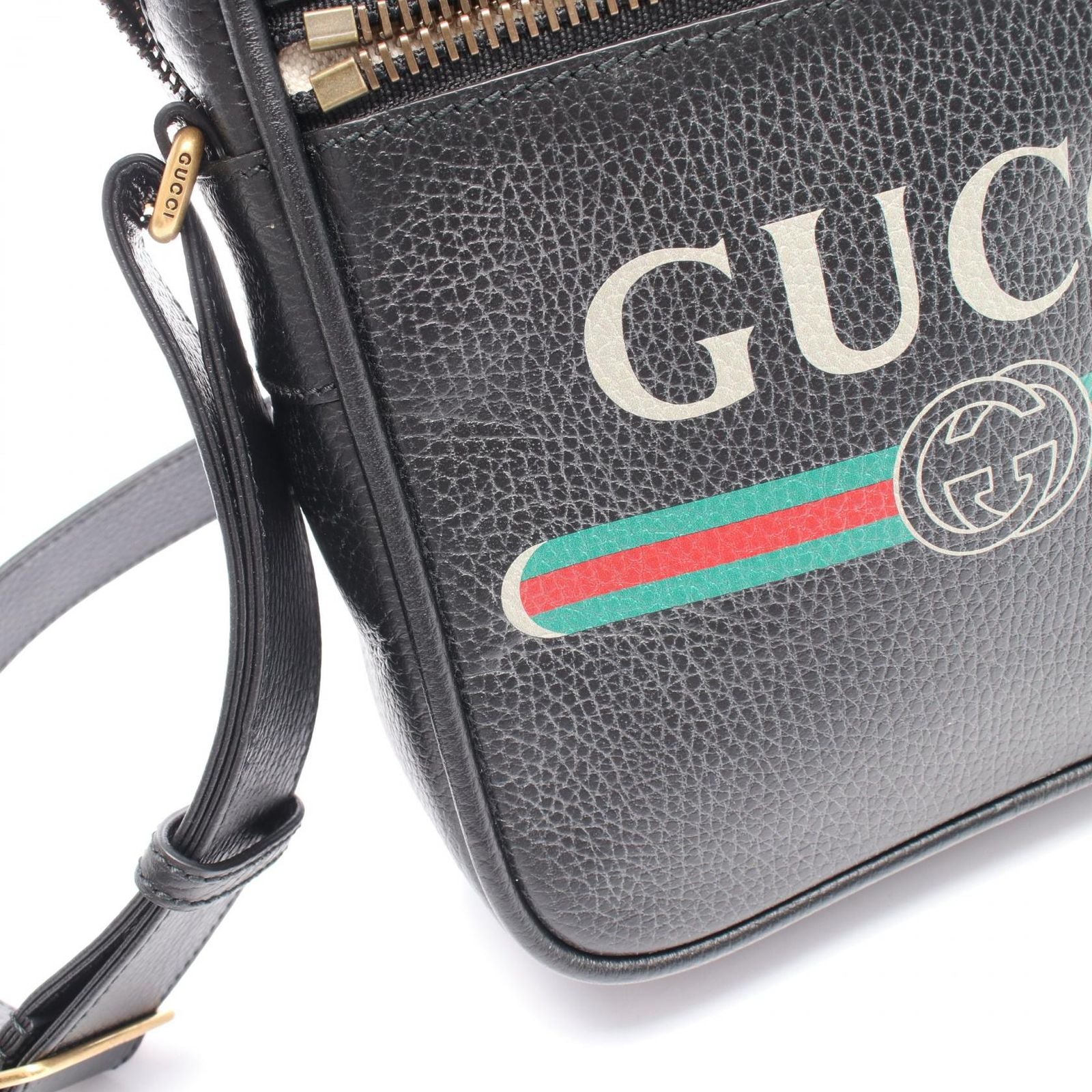 Gucci Shoulder Bag Print Black Leather — view 5