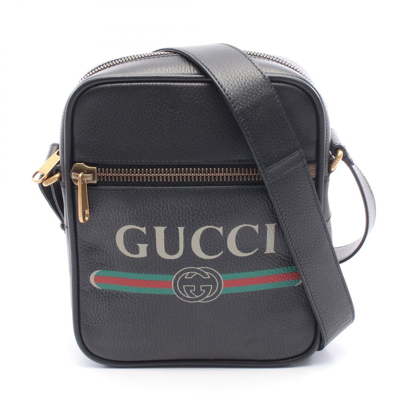 Gucci Shoulder Bag Print Black Leather