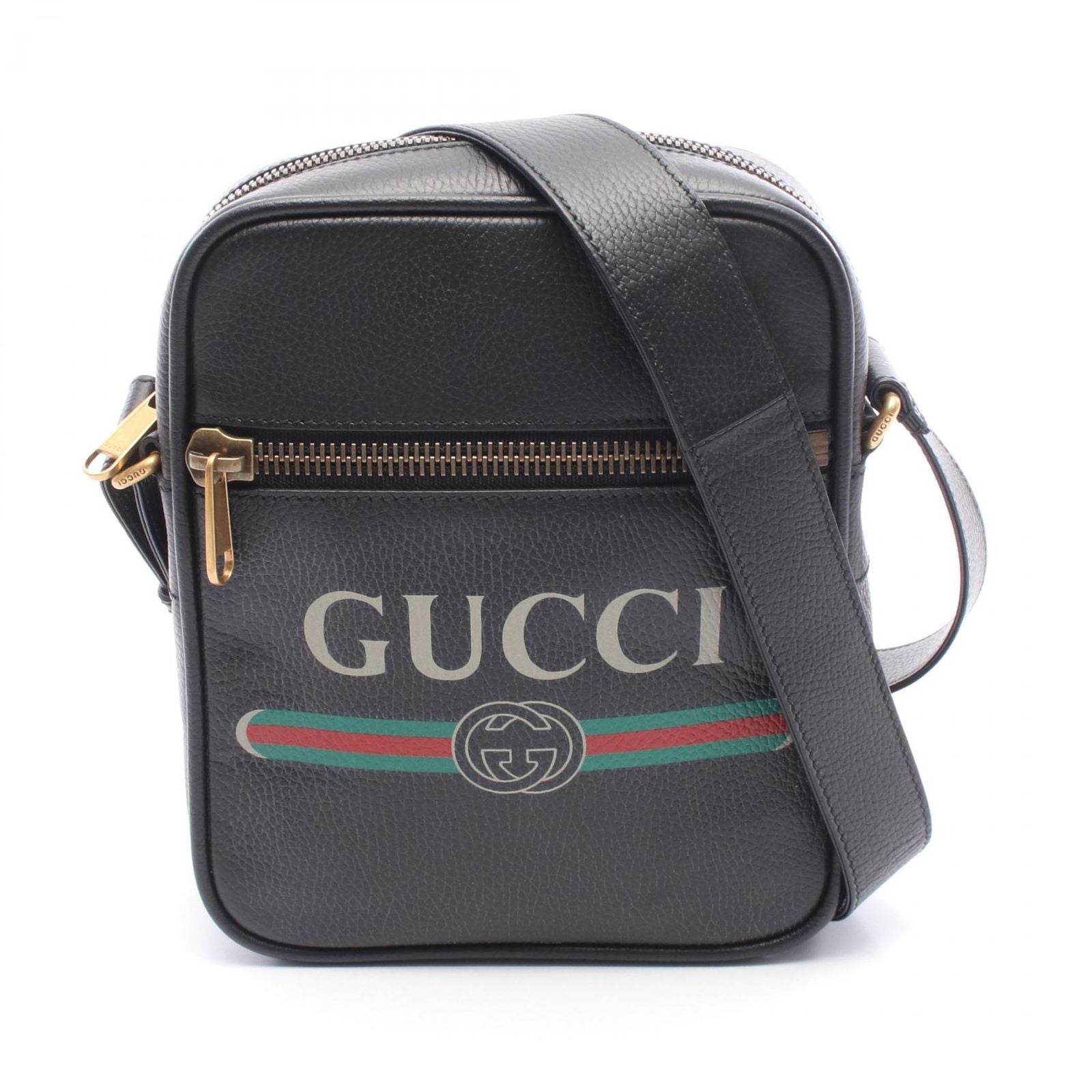 Gucci Shoulder Bag Print Black Leather