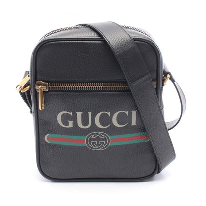 Gucci Shoulder Bag Print Black Leather
