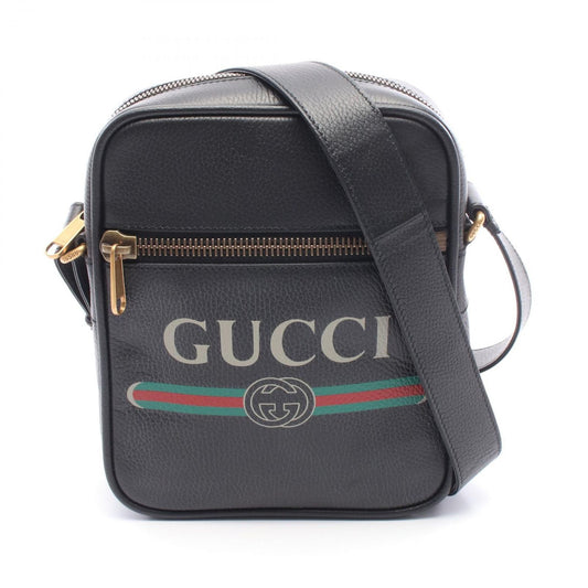 Gucci Shoulder Bag Print Black Leather
