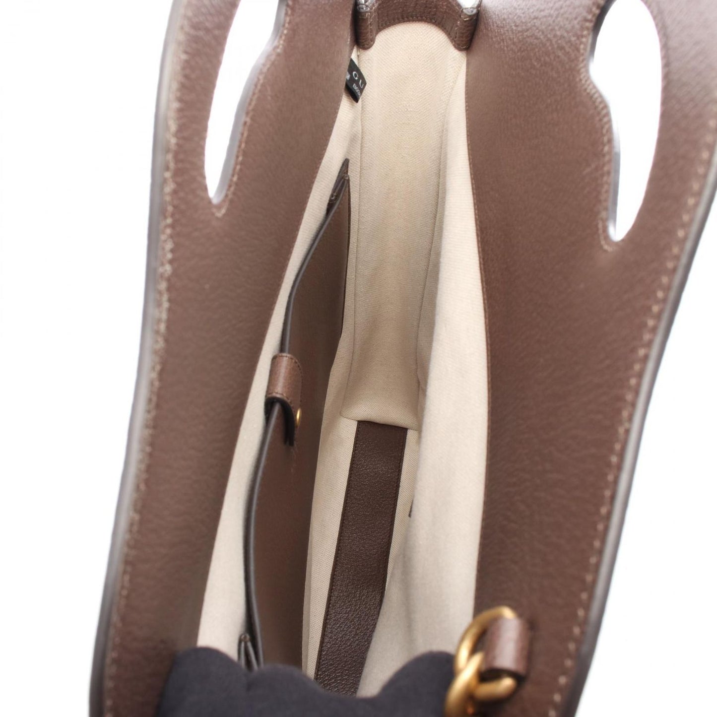 Gucci Tote GG Supreme Beige Brown Canvas Leather Tiger Web 2-Way Handbag — view 3