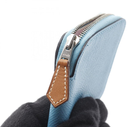 Hermes Coin Case Azap Compact Mini Silk in Blue Nord Inn — view 7