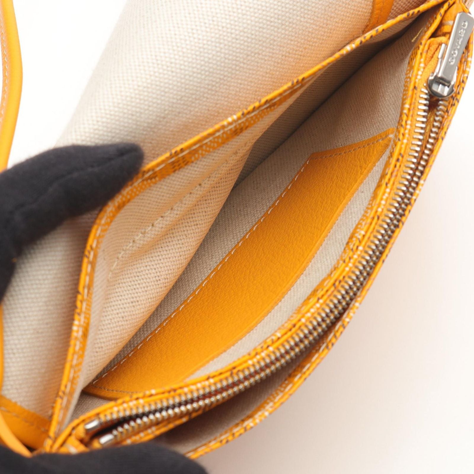 Goyard Shoulder Bag Plumet Pouch Wallet Yellow Canvas Leather — view 6