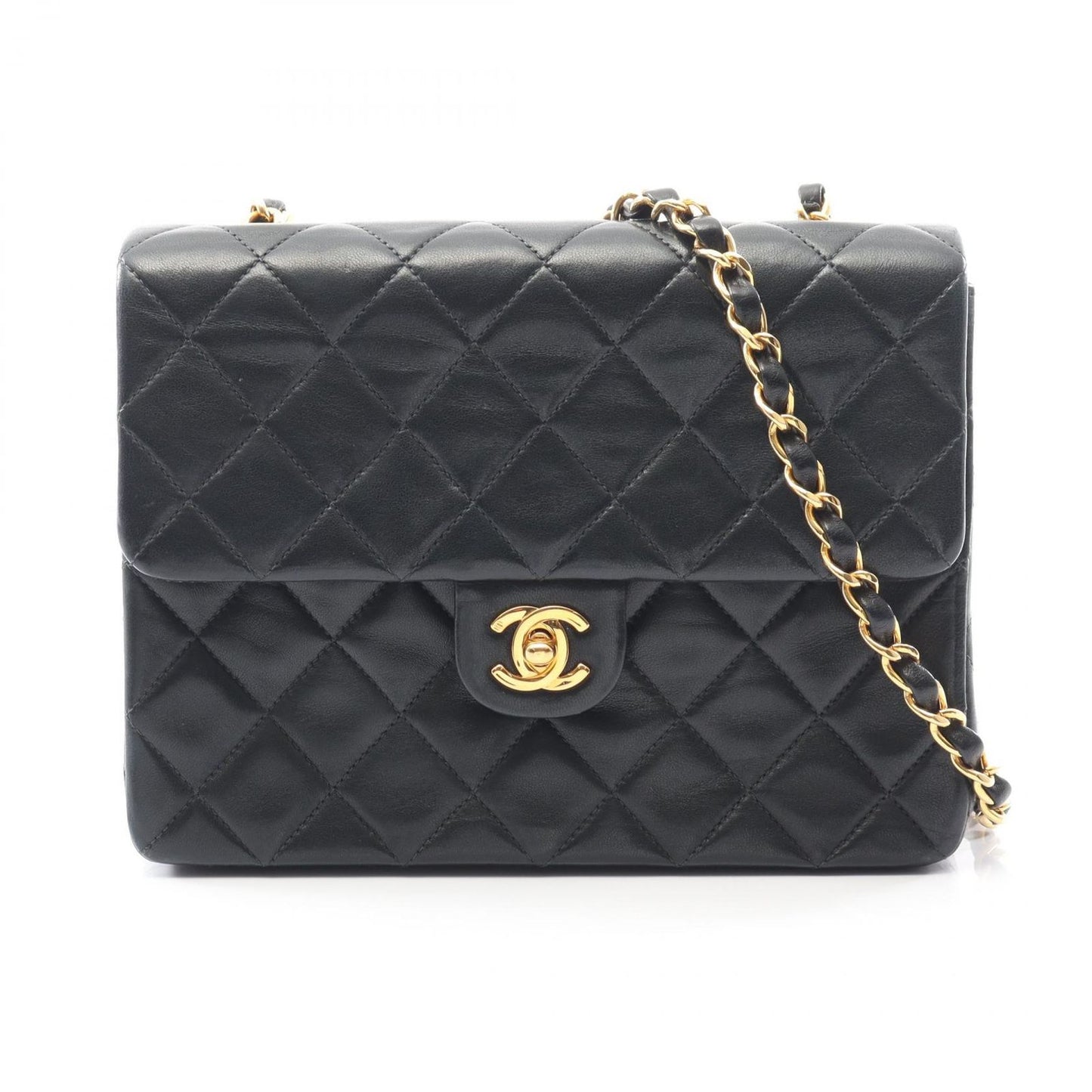 Chanel Shoulder Bag Mini Quilted 20 Black Lambskin Chain