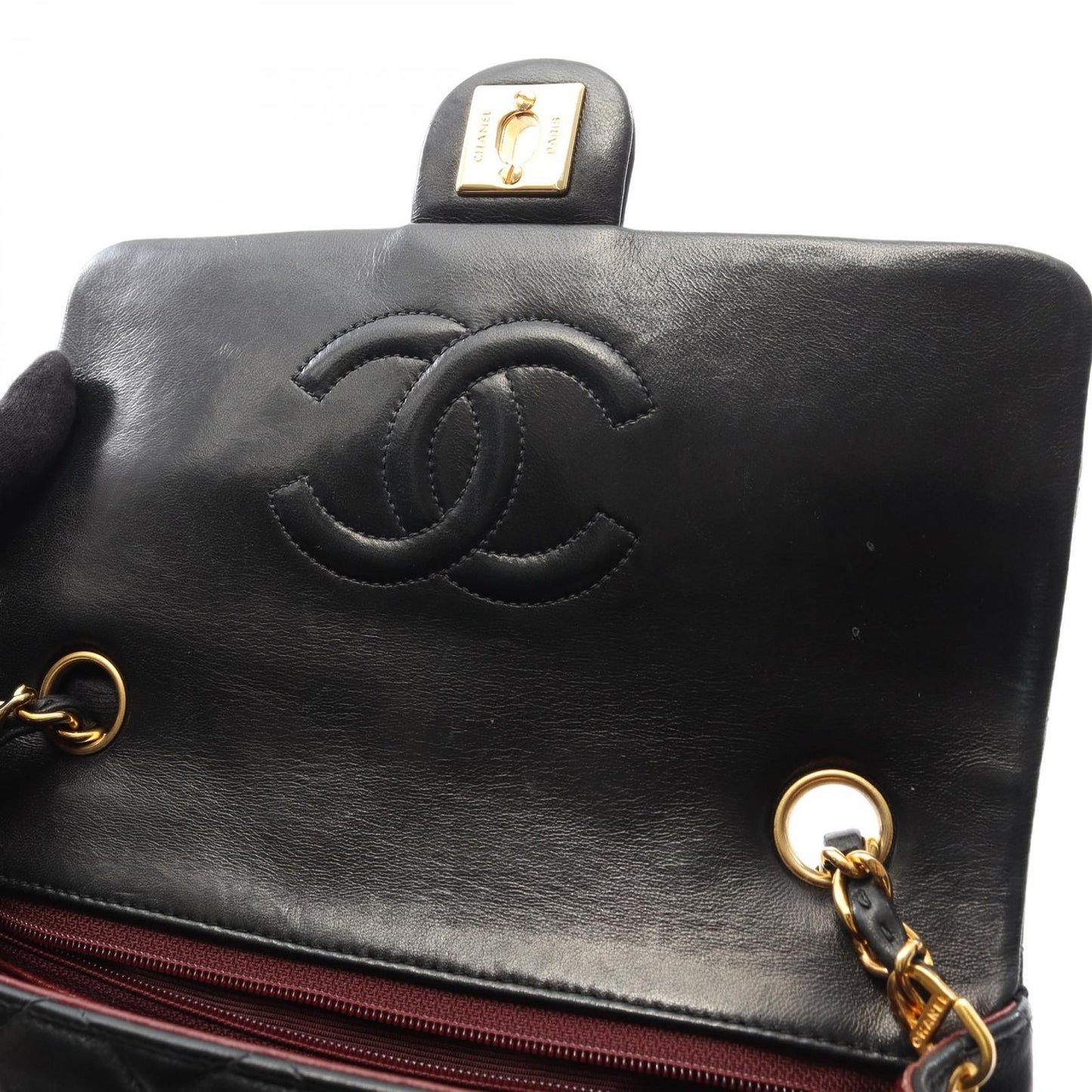 Chanel Shoulder Bag Mini Quilted 20 Black Lambskin Chain — view 7