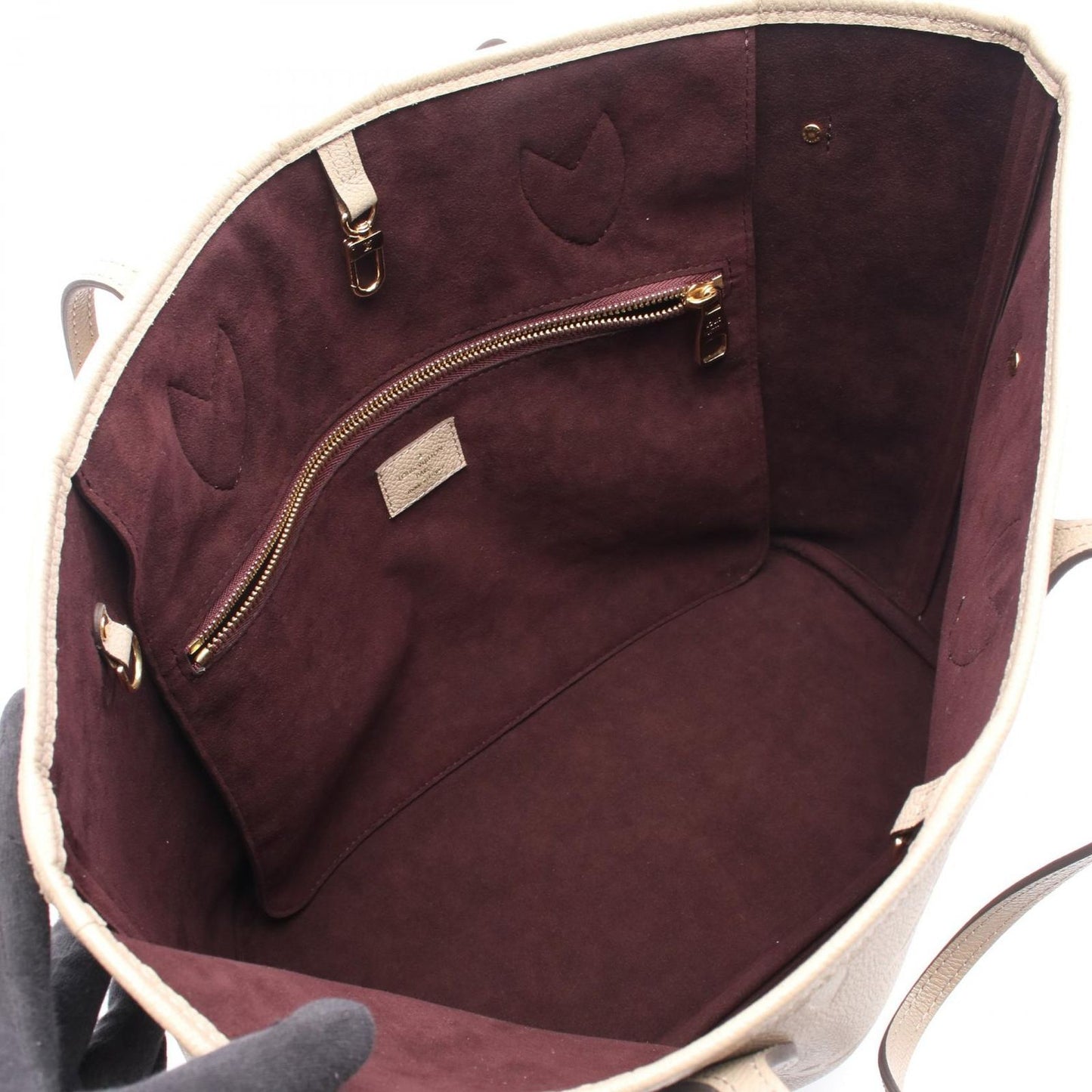 Louis Vuitton Tote Neverfull MM Monogram Empreinte Tourterelle Leather — view 3
