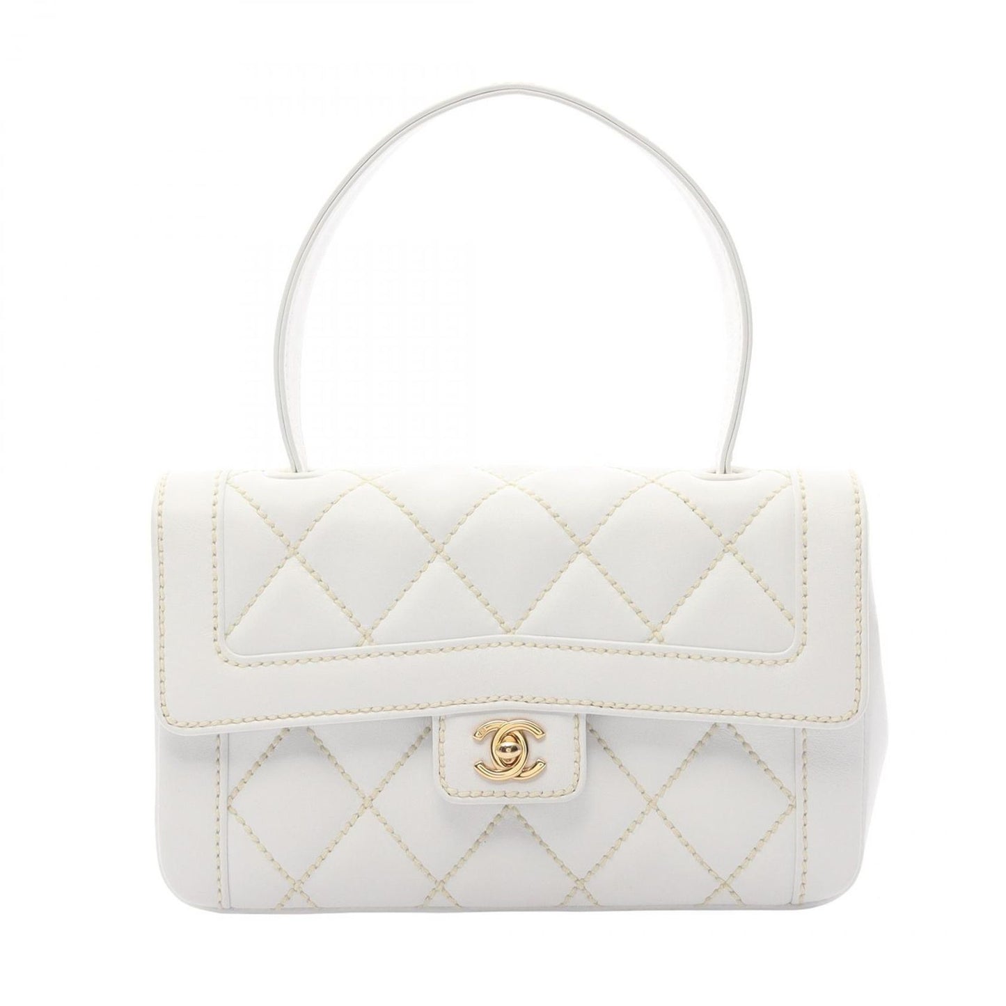 Chanel Handbag Wild Stitch White Leather