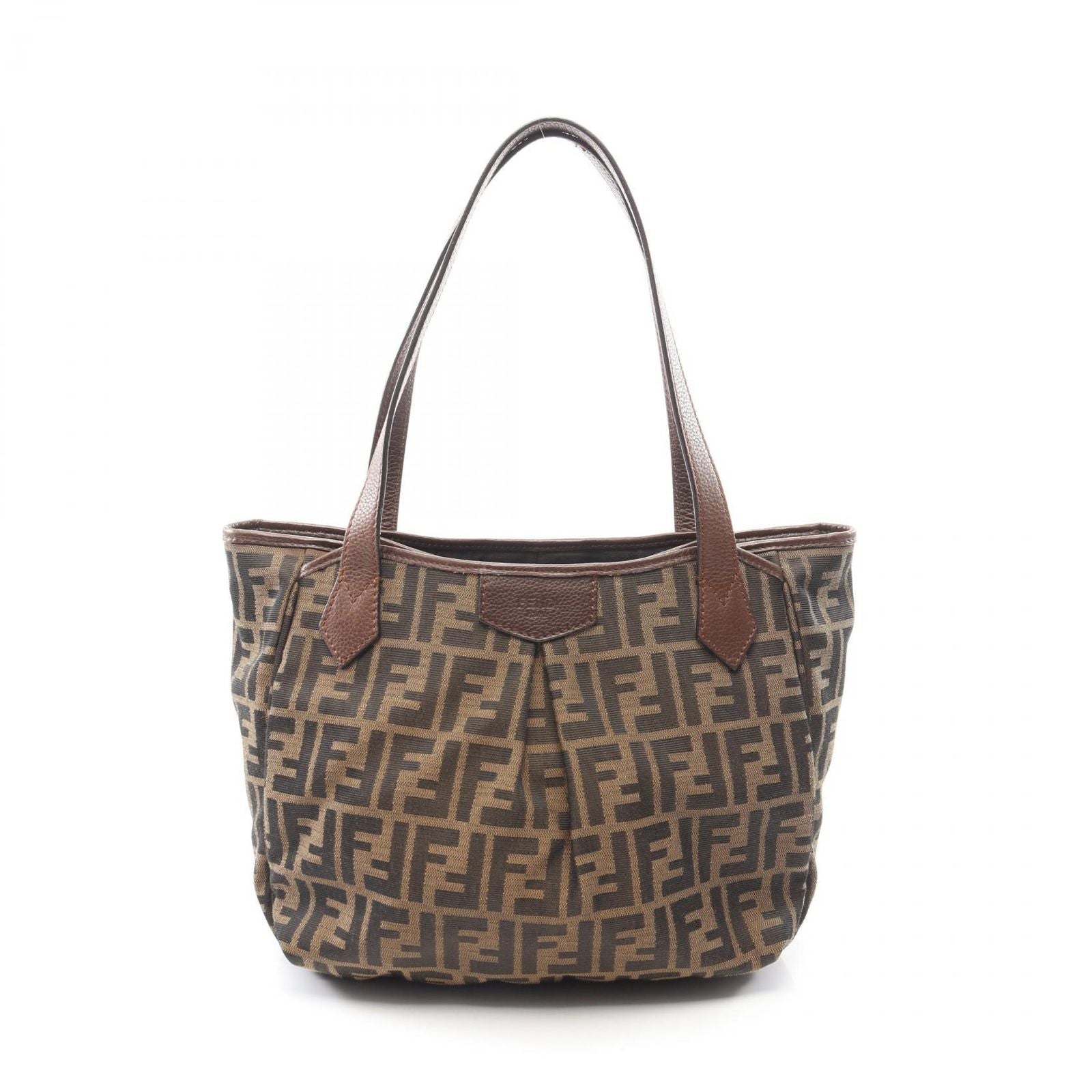 Fendi Tote Zucca Black Brown Canvas Leather