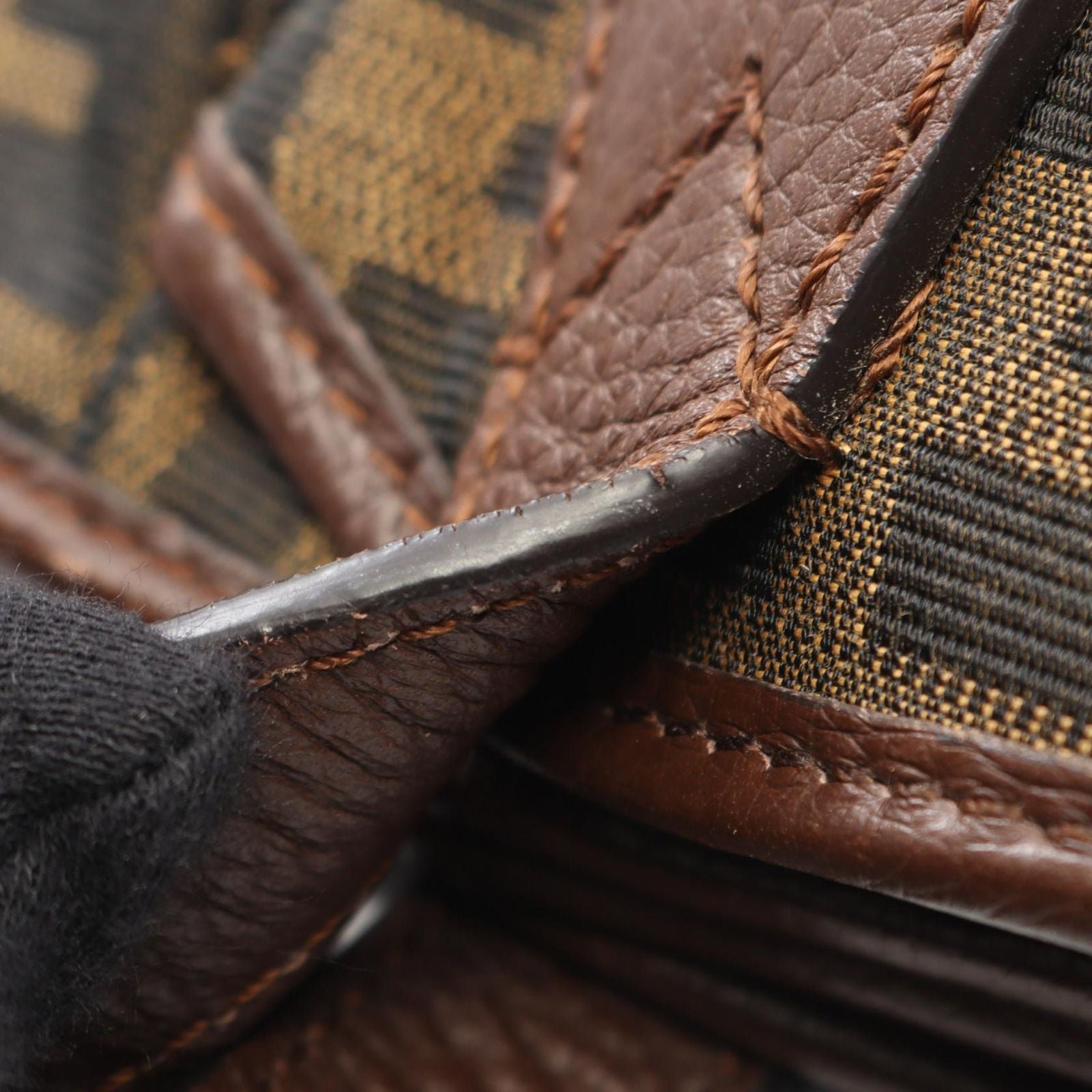 Fendi Tote Zucca Black Brown Canvas Leather — view 7