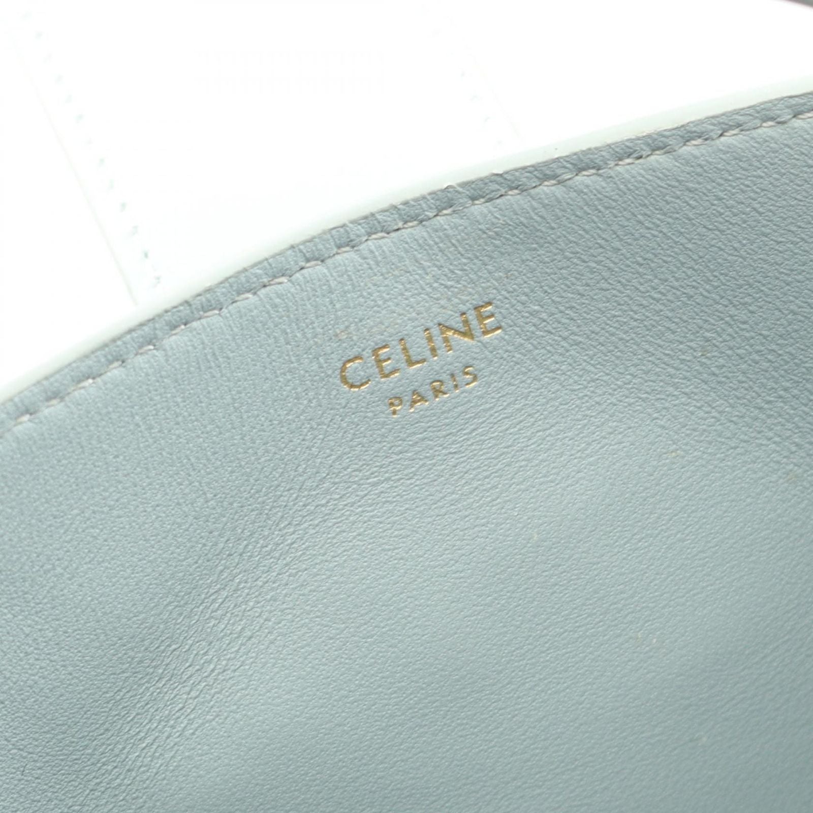 Celine Handbag Triomphe Mini Bucket Louis Blue Gray Leather — view 4