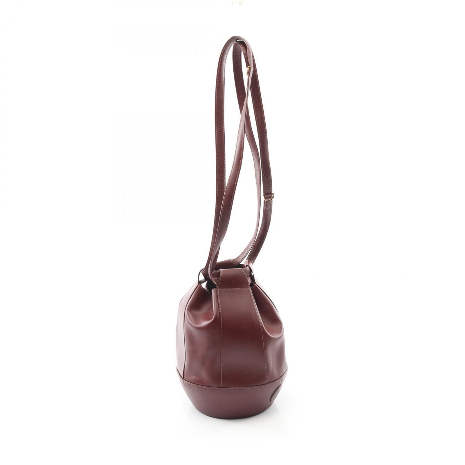 Cartier Shoulder Bag Must Line Bordeaux Leather Drawstring — view 2