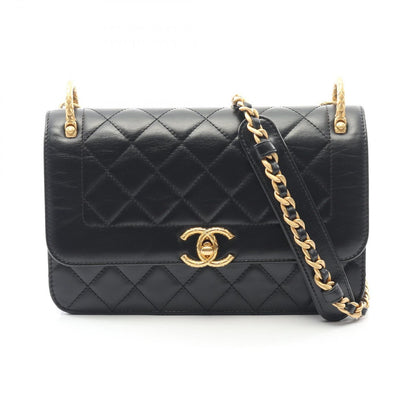 Chanel Shoulder Bag Quilted Black Leather Chain