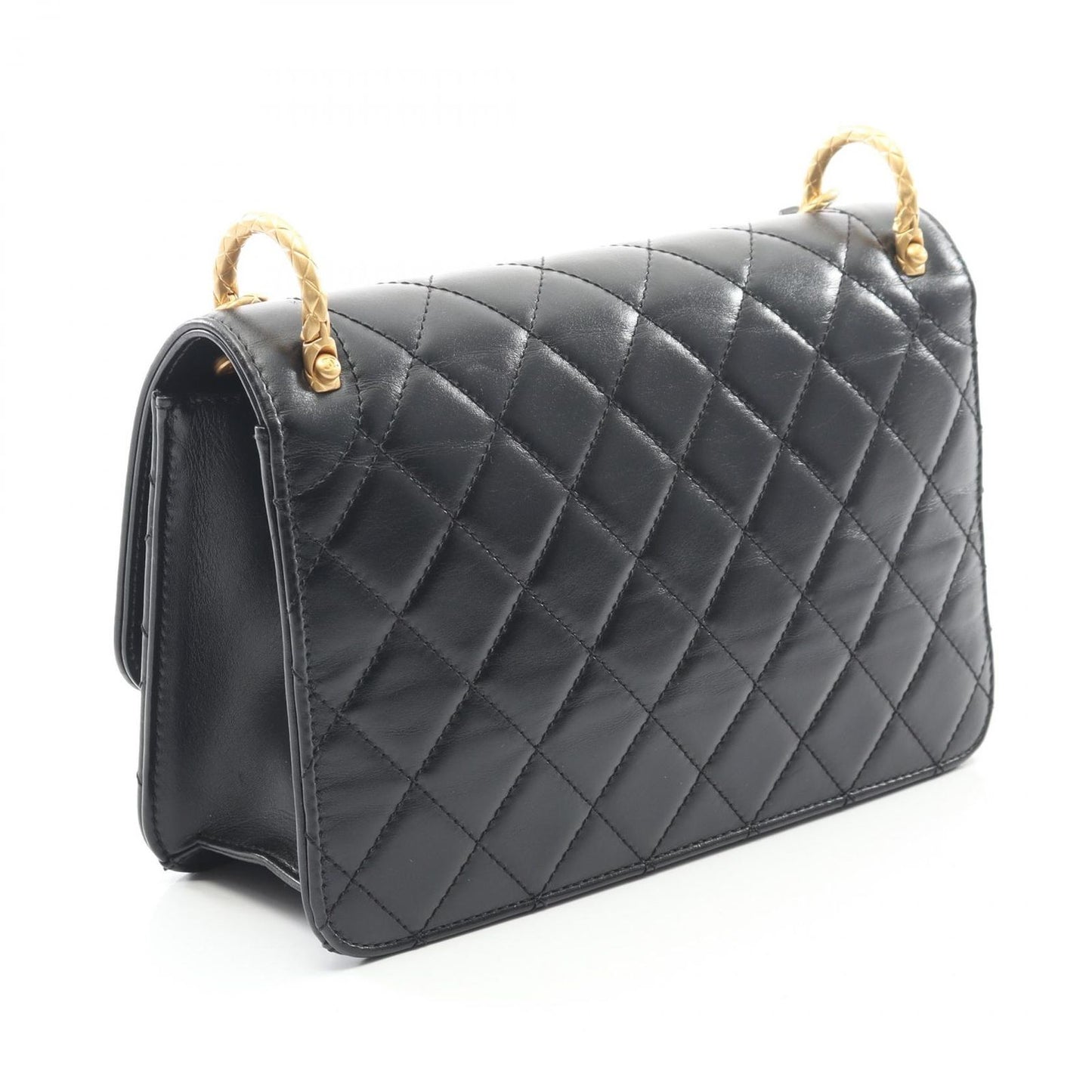 Chanel Shoulder Bag Quilted Black Leather Chain — view 2