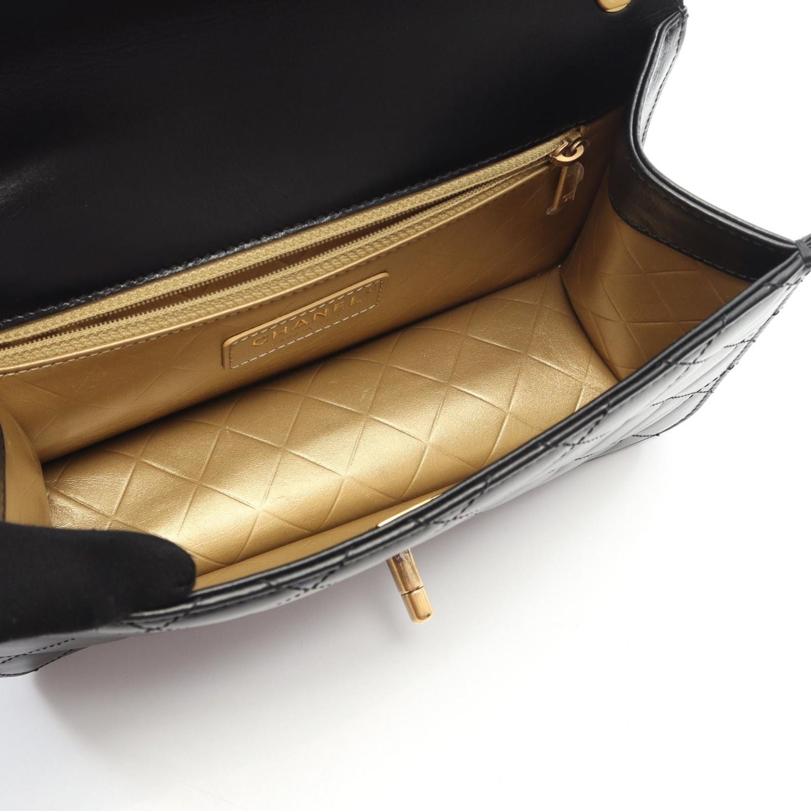 Chanel Shoulder Bag Quilted Black Leather Chain — view 3