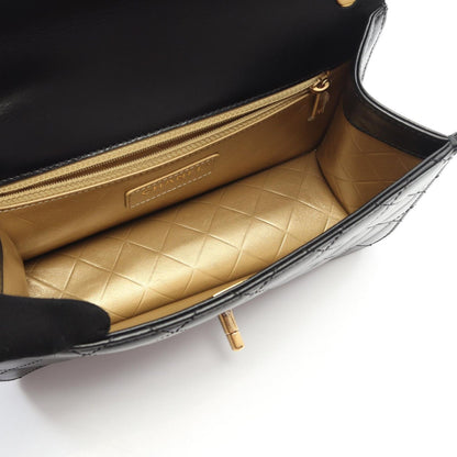 Chanel Shoulder Bag Quilted Black Leather Chain — view 3