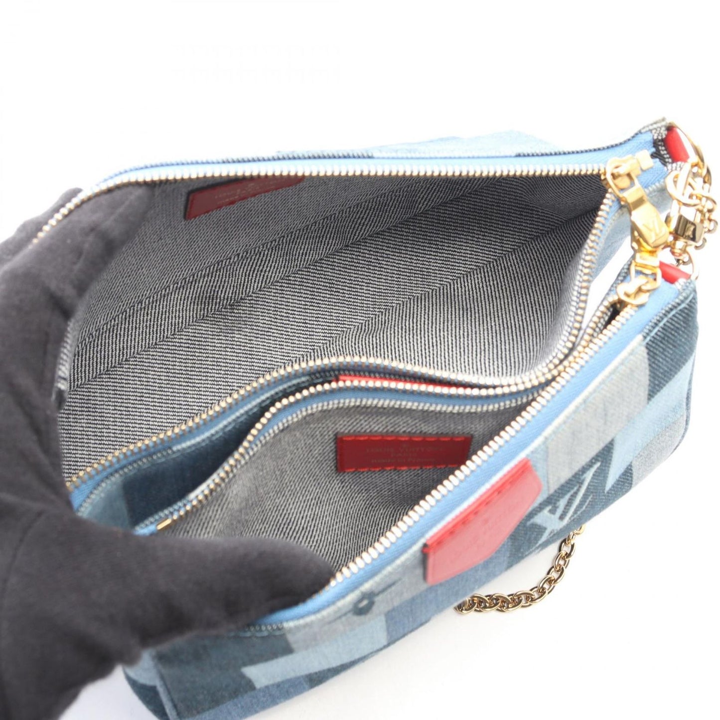 Louis Vuitton Shoulder Bag Multy Pochette Accessoir Denim Leather — view 3