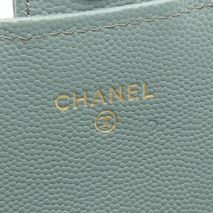 Chanel Shoulder Bag Quilted Blue Green Leather Calf Chain Wallet — view 4