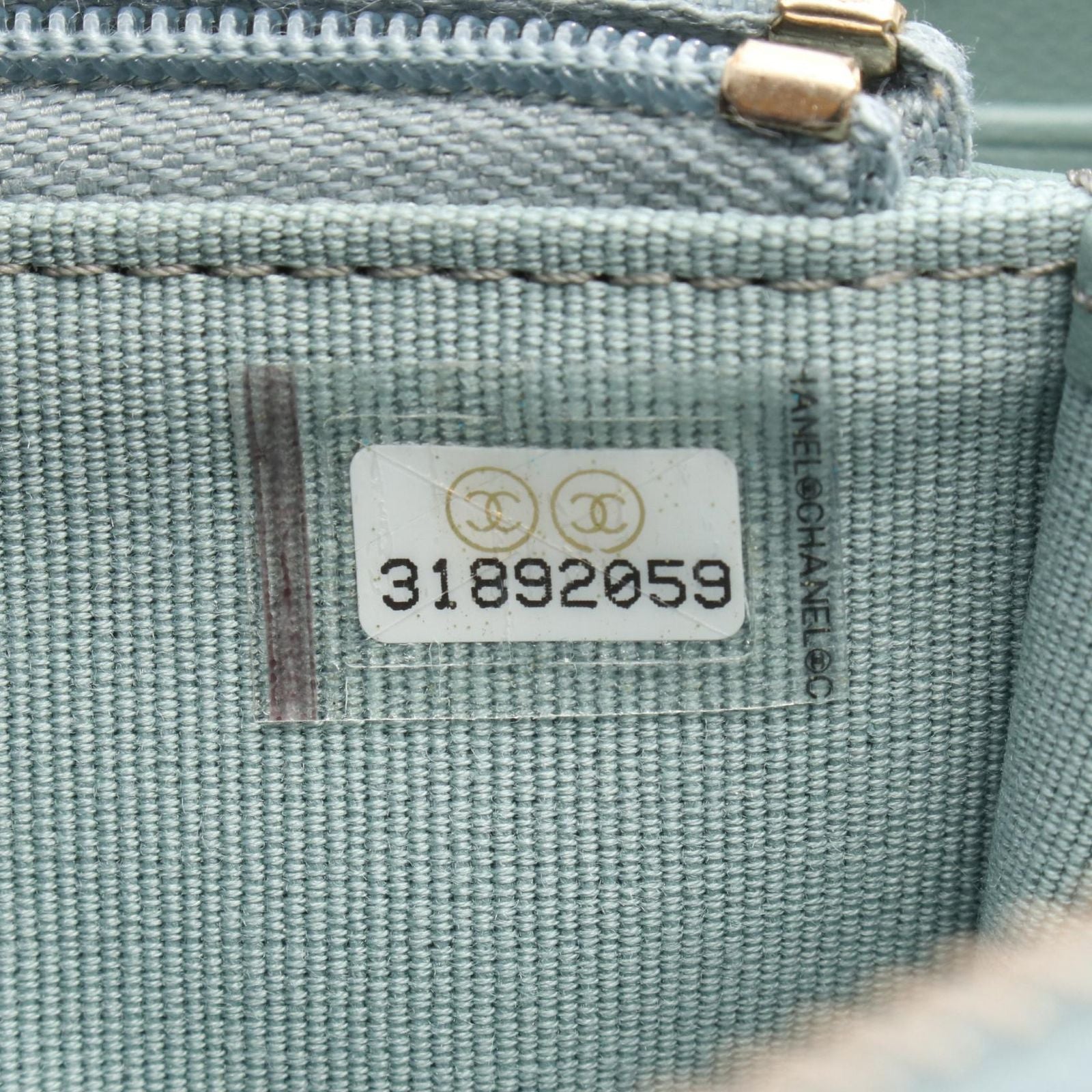Chanel Shoulder Bag Quilted Blue Green Leather Calf Chain Wallet — view 5