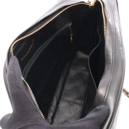 Chanel Shoulder Bag Black Lambskin Quilted Fringe Chain — view 3
