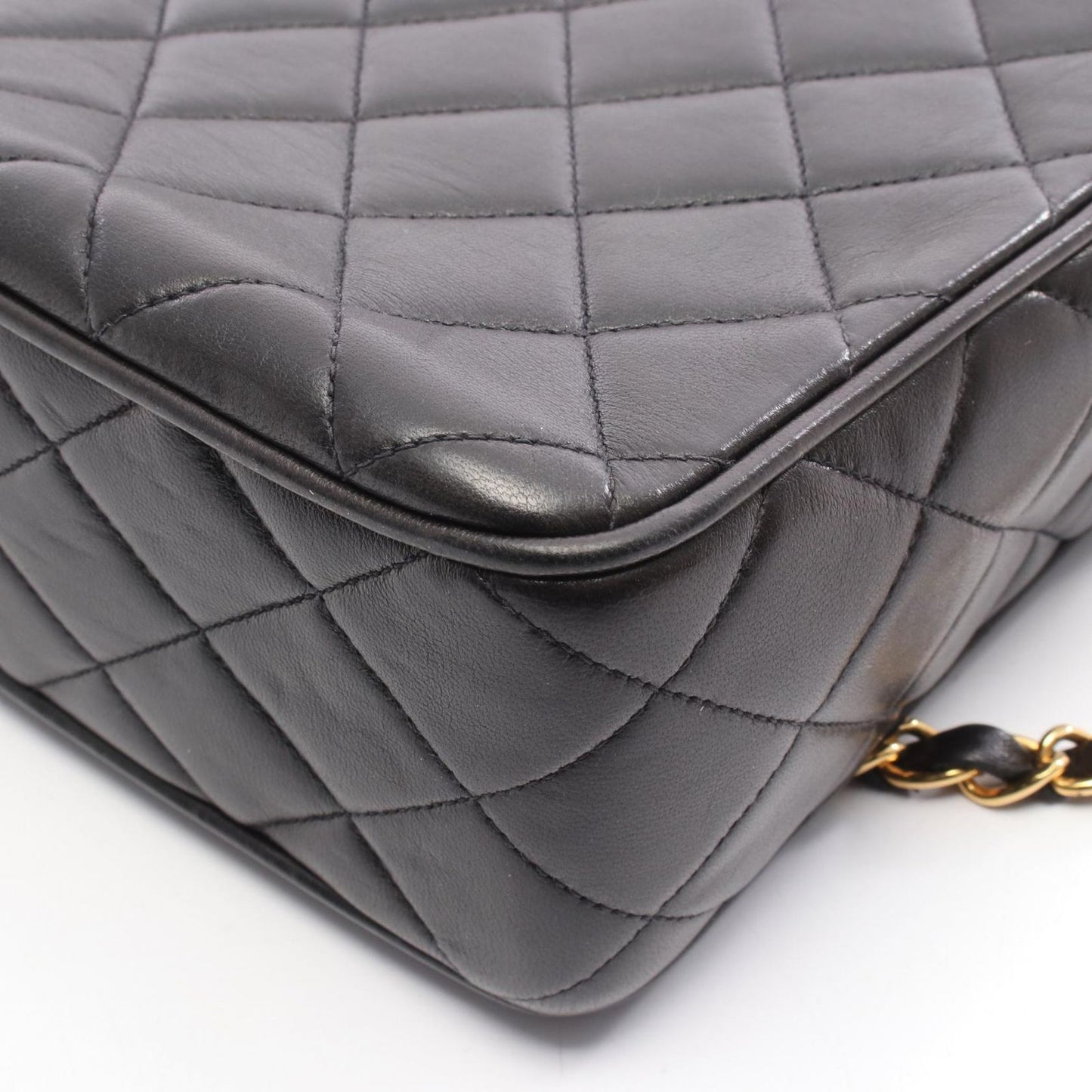 Chanel Shoulder Bag Black Lambskin Quilted Fringe Chain — view 8
