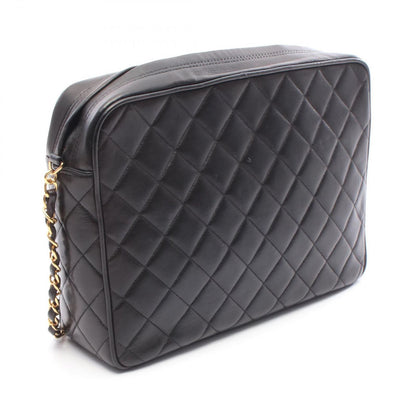 Chanel Shoulder Bag Black Lambskin Quilted Fringe Chain — view 2