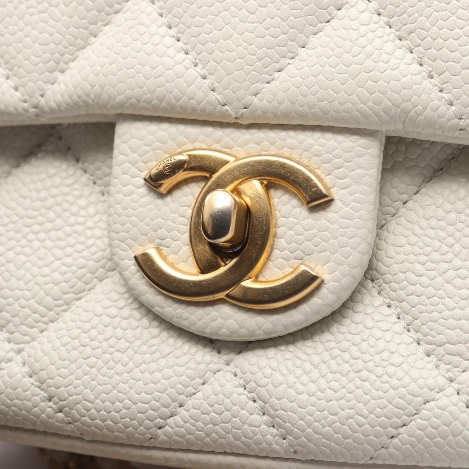 Chanel Shoulder Bag Quilted White Leather Small Flap Chain — view 6