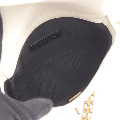 Chanel Shoulder Bag Quilted White Leather Small Flap Chain — view 3