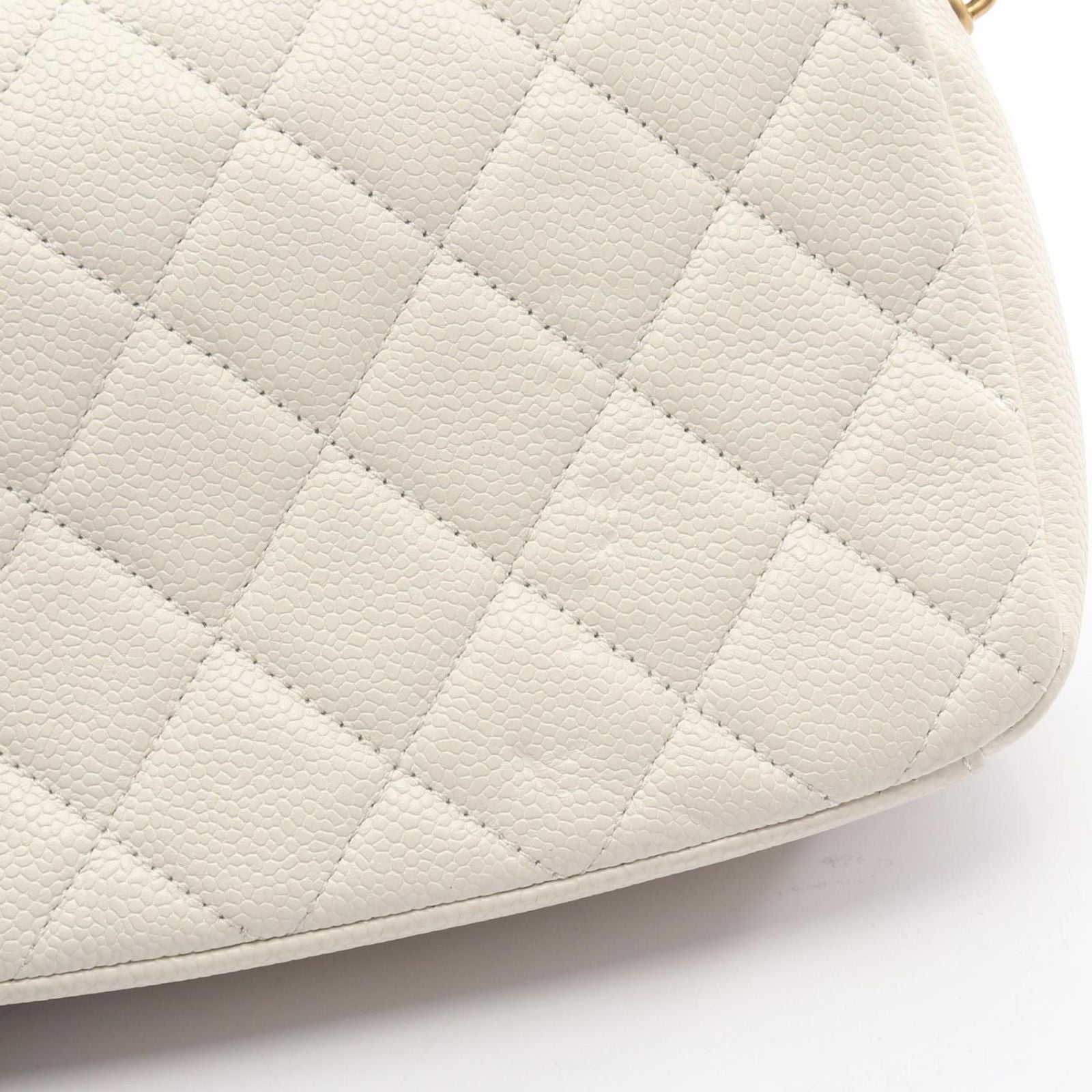 Chanel Shoulder Bag Quilted White Leather Small Flap Chain — view 8
