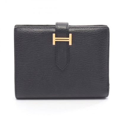 Hermes Bifold Wallet Bearn Compact Black Leather