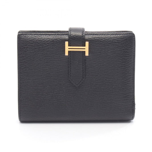 Hermes Bifold Wallet Bearn Compact Black Leather