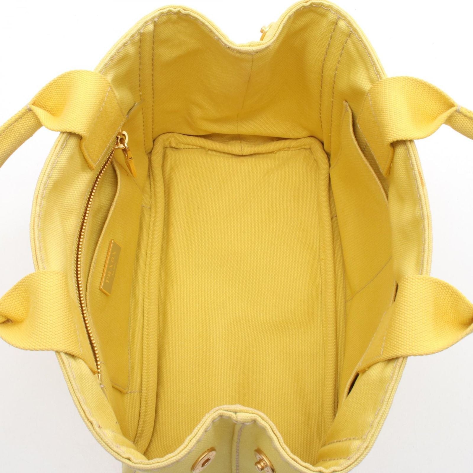 Prada Tote Canapa Mini Yellow Canvas — view 3