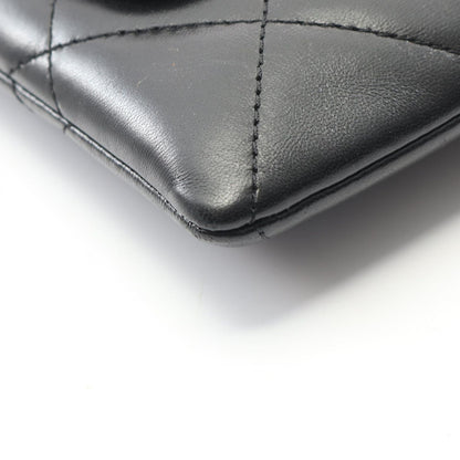 Chanel Shoulder Bag Quilted Black Lambskin Chain Clutch — view 7