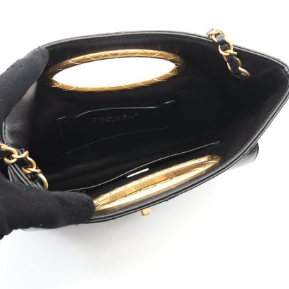 Chanel Shoulder Bag Quilted Black Lambskin Chain Clutch — view 3