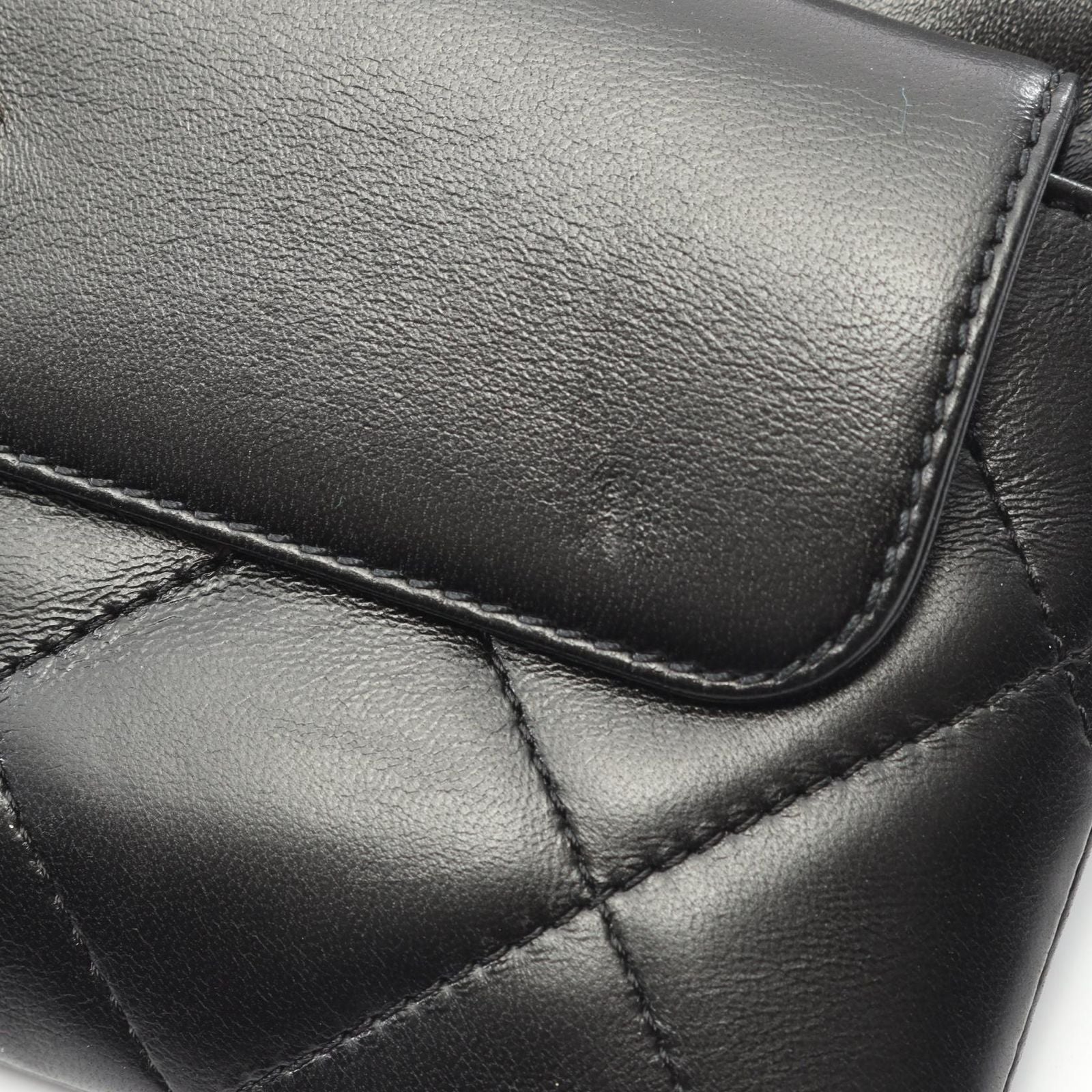 Chanel Shoulder Bag Quilted Black Lambskin Chain Clutch — view 6