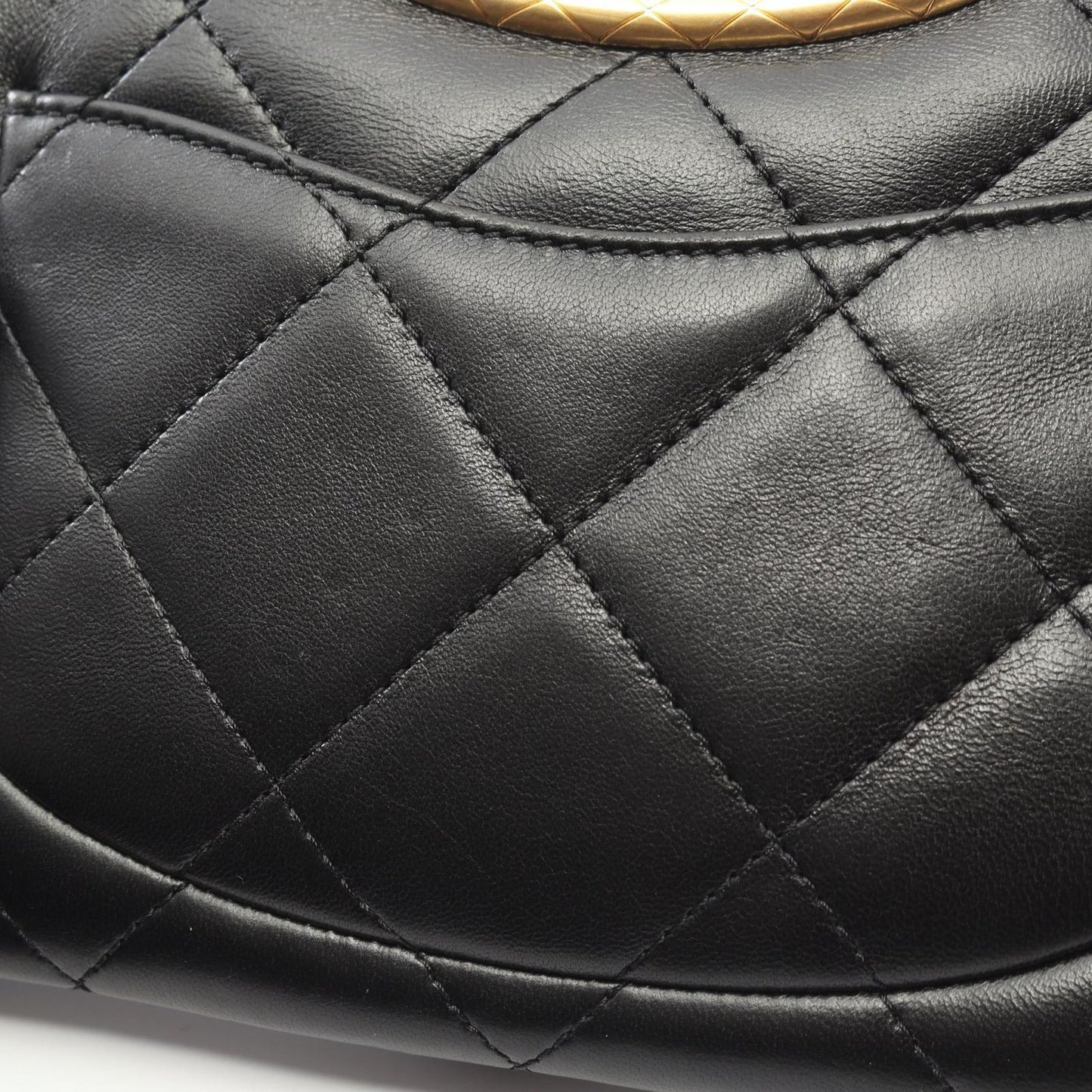 Chanel Shoulder Bag Quilted Black Lambskin Chain Clutch — view 9