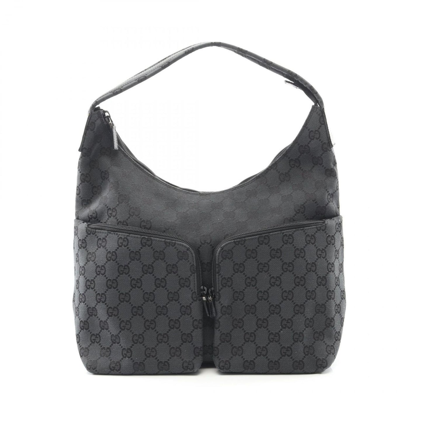 Gucci Shoulder Bag GG Pattern 001 Black Canvas Leather