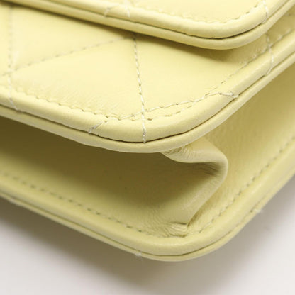 Chanel Shoulder Bag Quilted Yellow Green Lambskin Chain Wallet — view 9