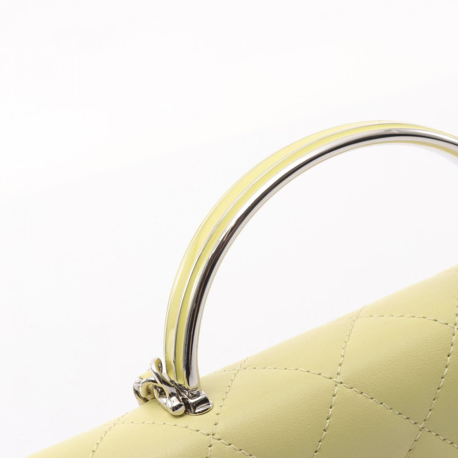 Chanel Shoulder Bag Quilted Yellow Green Lambskin Chain Wallet — view 7